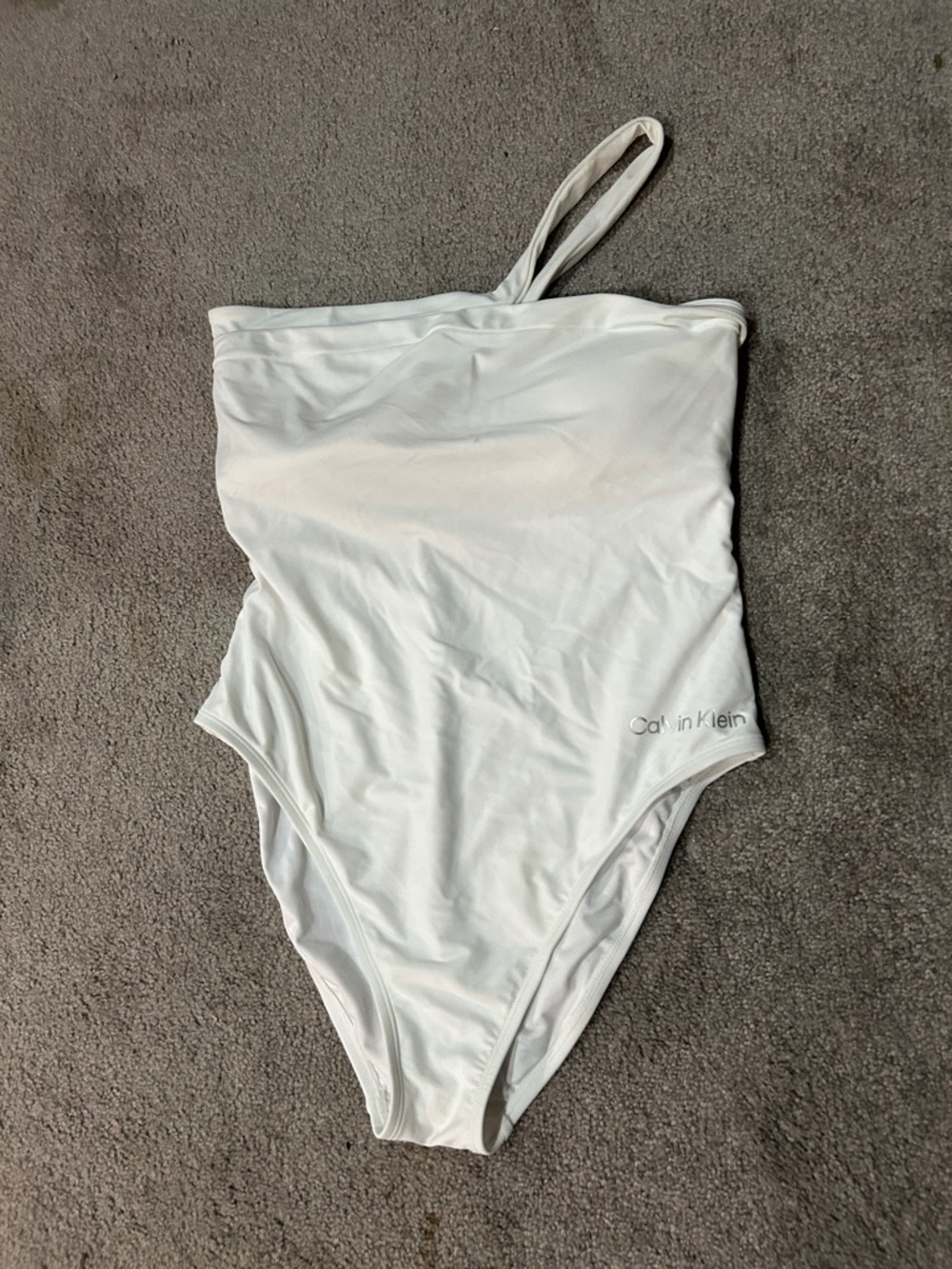 Calvin Klein White One-Shoulder Swimwear Bodysuit